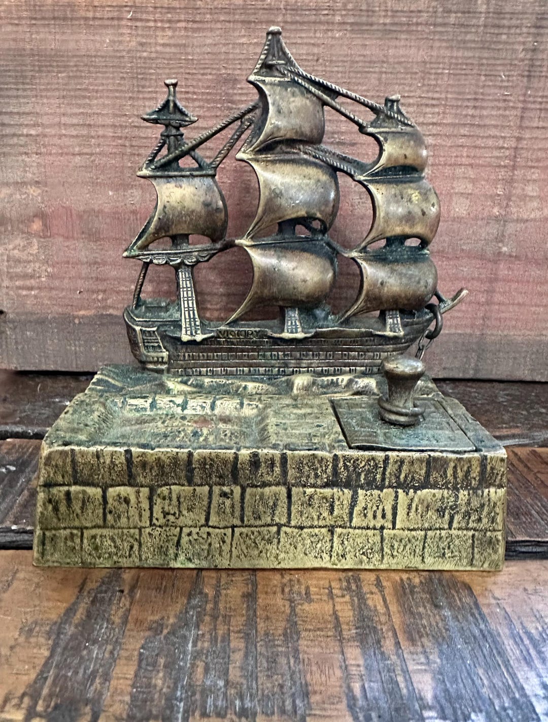 Brass Sailing Ship Inkwell - England - Etsy