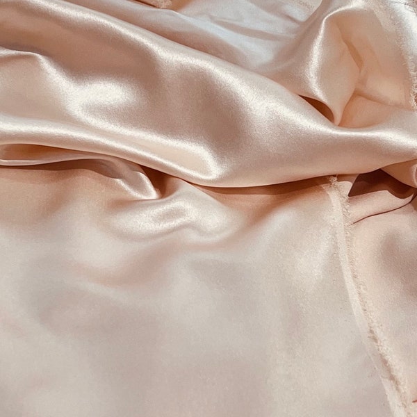 Pale pink heavy weight pure silk satin remnant