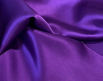 Purple colour pure silk crepe back satin remnant