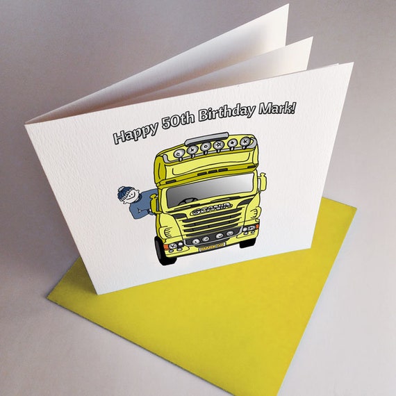 Camionista Biglietto Di Compleanno Personalizzato O Carta Etsy