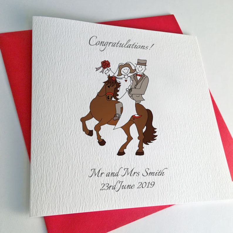 Horse Wedding Card in All Colours or Customisable Equestrian - Etsy UK