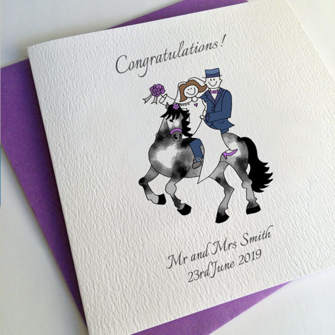 Horse Wedding Card in All Colours or Customisable Equestrian - Etsy UK
