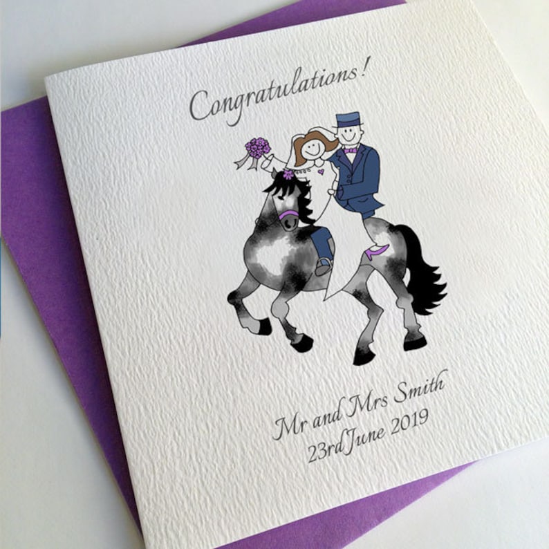 Horse Wedding Card in All Colours or Customisable Equestrian - Etsy UK