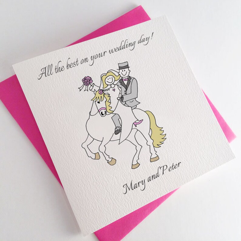 Horse Wedding Card in All Colours or Customisable Equestrian Etsy