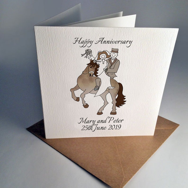 Horse Wedding Card in All Colours or Customisable Equestrian Etsy