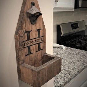 Lot of 5 - Save 10% - Personalized Beer Bottle Opener - wall mounted opener - groomsman gift