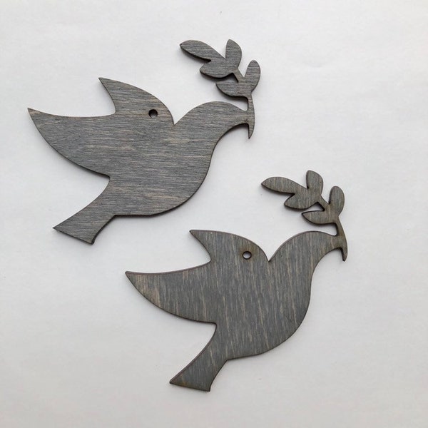 Two Turtle Doves Wooden Engraved Christmas Ornaments | Set of 2 Holiday Ornaments