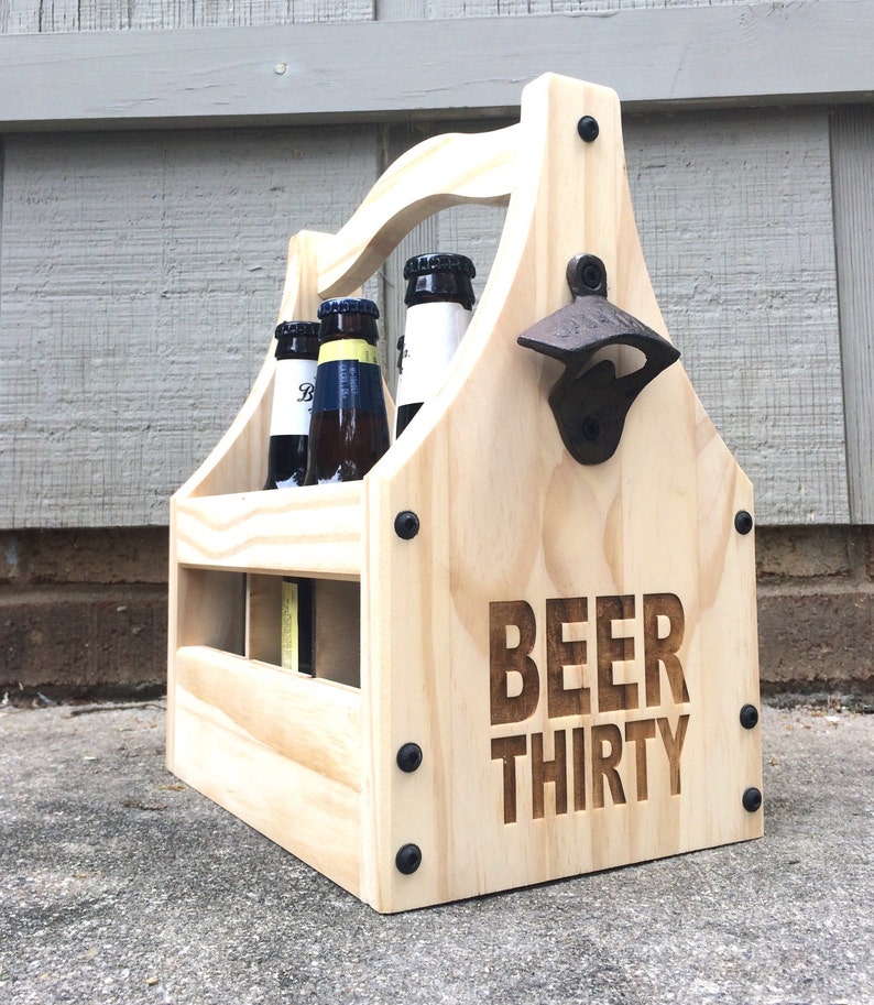 BEER THIRTY Beer Bottle Holder Wooden Bottle Holder Beer Etsy UK