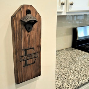 Personalized Beer Bottle Opener - Wall Mounted Opener - Groomsman's Gift - Father's Day - Man Cave