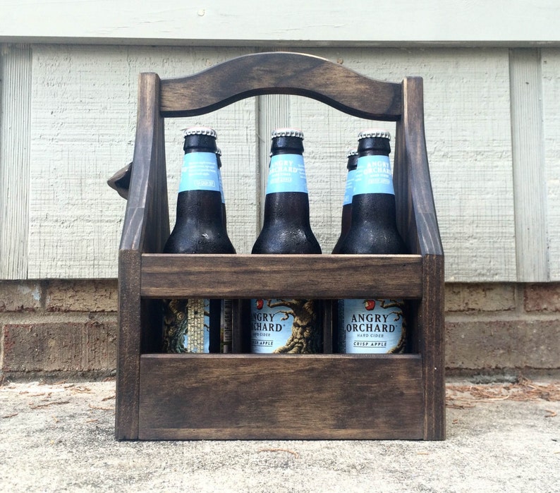 Premium Customizable Beer Caddy Wooden Bottle Holder Beer Tote Tailgate Wedding Party Beer Lovers image 2