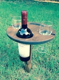 Folding Wine Picnic Table: Rustic Outdoor Wine Holder