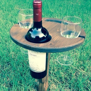 Folding Wine Picnic Table: Rustic Outdoor Wine Holder