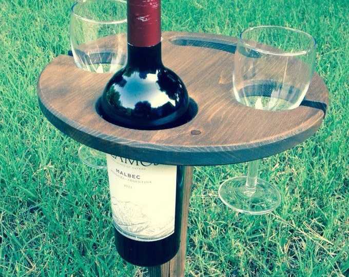 Folding Wine Picnic Table: Rustic Outdoor Wine Holder
