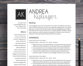 professional resume template with photo modern cv word etsy