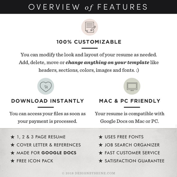 Google Docs Resume Template Professional Resume Cv Template Etsy