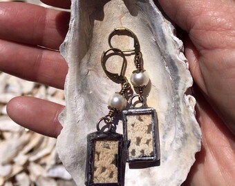 Antique Vintage Pearl Crochet/Lace Earrings
