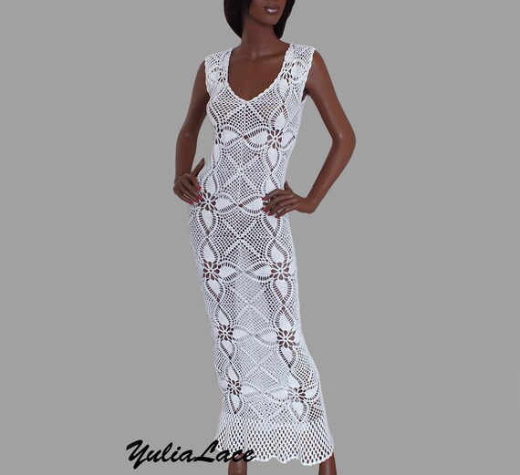 crochet dress white
