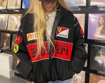 Formule 1 Ferrari Racing Jacket, F1 Ferrari Jacket, Ferrari Jacket, Streetwear Racing Jacket, Ferrari Vintage Unisex Jacket, Geborduurd