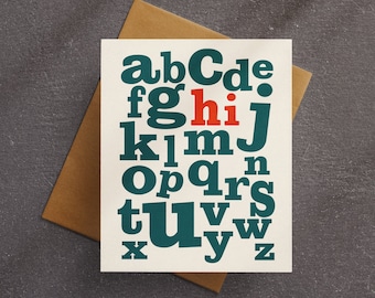 abc Hi |  Letterpress and Screenprinted Greeting Card