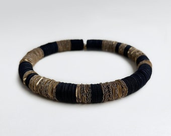 Paper necklace, black and gold choker, African style necklace, unique gifts, two color necklace