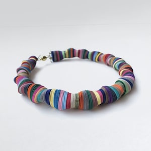 Paper necklace, multicolour choker with twisted shape, paper jewelry, contemporary jewel