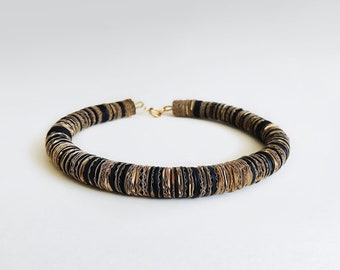 African necklace, African jewelry, black and gold choker, ethnic necklace, short necklace