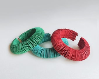Paper bracelet, colorful African bracelet, ethnic jewelry, colored bangles made of paper