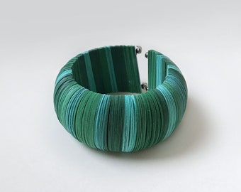 Green bangle bracelet, paper jewelry, large bracelet, circle bracelet