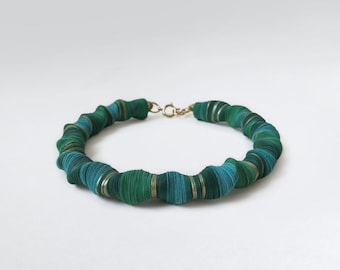 Mother's Day gift, paper choker, green and turquoise paper necklace, twisted design, standout neckalce