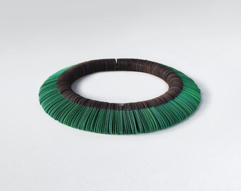 Mother's Day gift, paper necklace, green and brown choker, elegant jewelry, modern and standout necklace