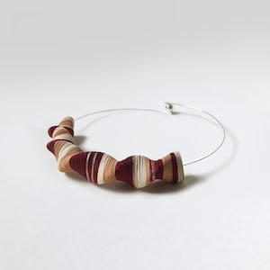 Paper jewelry, Mother's Day gift, tiny steel choker with paper pendant, post moderndesign, contemporary design image 1