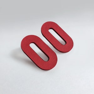 Orecchini di carta ovali rossi, geometrici, moderni e unici