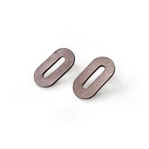 Paper bronze colored oval stud earrings, modern jewelry, geometric earrings image 2