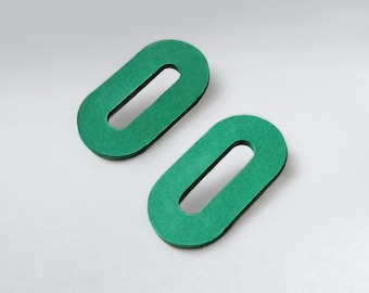 Modern emerald green paper stud earrings, Valentine's Day gift