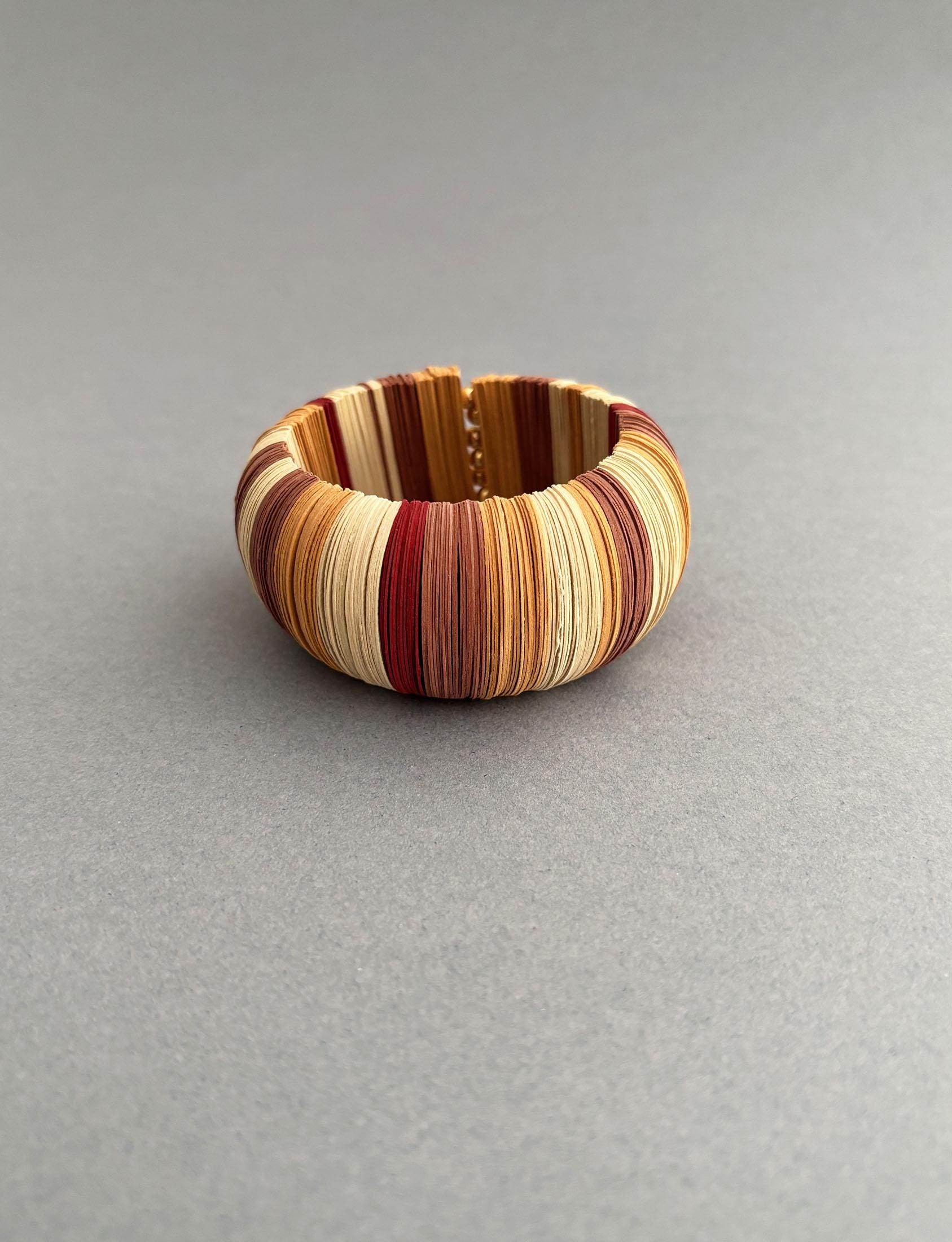 Large Paper Bracelet, Sand and Ivory Color Bracelet, Paper Jewelry