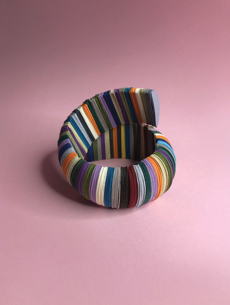 Paper jewelry, large band bracelet, multicoloured jewelry, designer jewelry, anniversary gift, Mother's Day, modern jewelry image 6