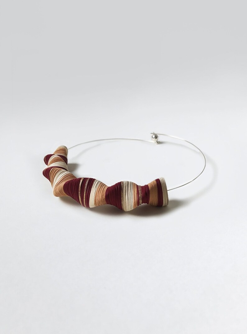 Paper jewelry, Mother's Day gift, tiny steel choker with paper pendant, post moderndesign, contemporary design image 1