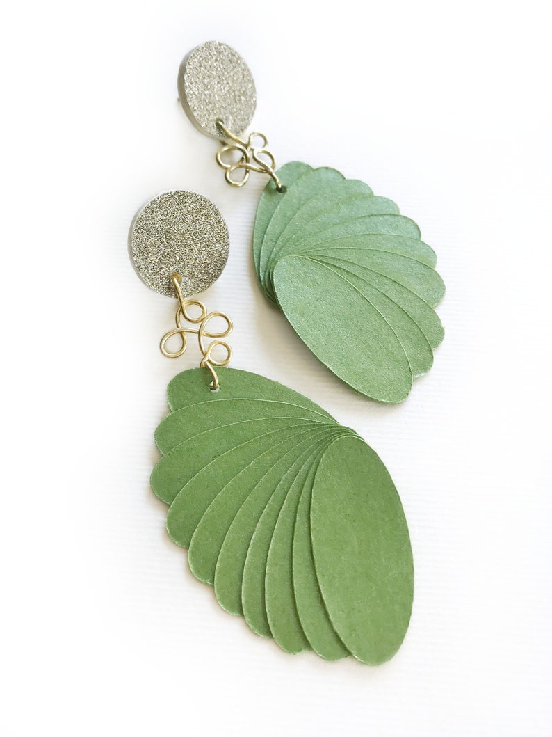 Paper jewelry turquoise and golden earrings stud dangle Etsy