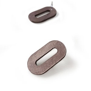 Paper bronze colored oval stud earrings, modern jewelry, geometric earrings image 5