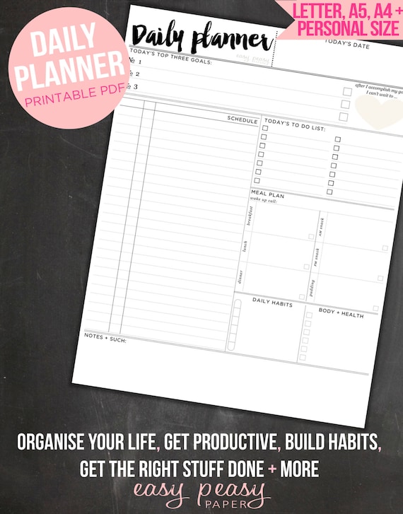 daily planner to do list day organizer a4 daily planner etsy daily planner organizer