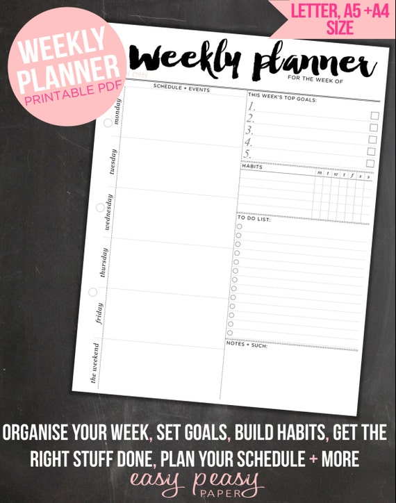 Weekly Planner PRINTABLE planne pages Weekly Organizer // A4 | Etsy