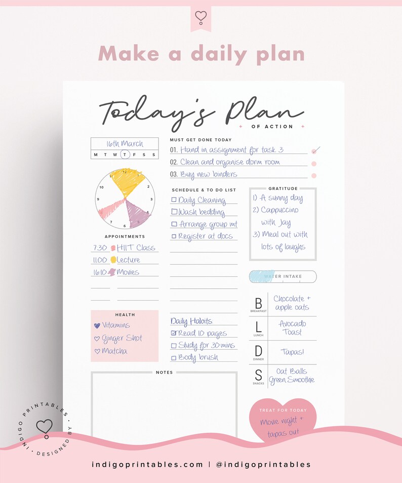 Daily Planner Printable Day Organizer A4 Daily Planner | Etsy