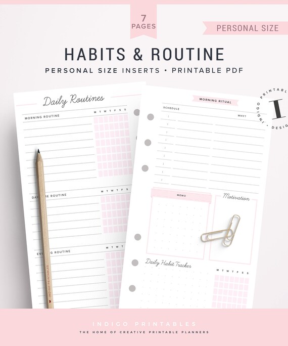 personal routine planner personal habits planner personal etsy daily routine planner