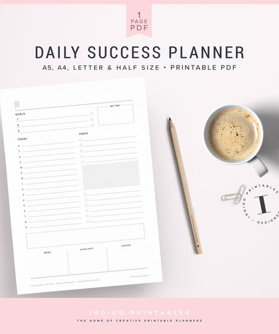 daily planner planner planner printable daily success etsy