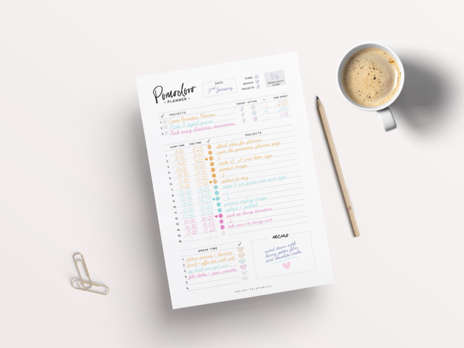 Indigo Printables Pomodoro Planner