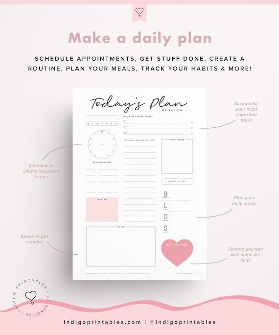 daily planner printable day organizer a4 daily planner etsy