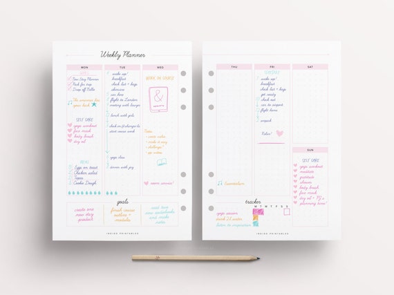 weekly planner weekly planner on two pages blank weekly etsy
