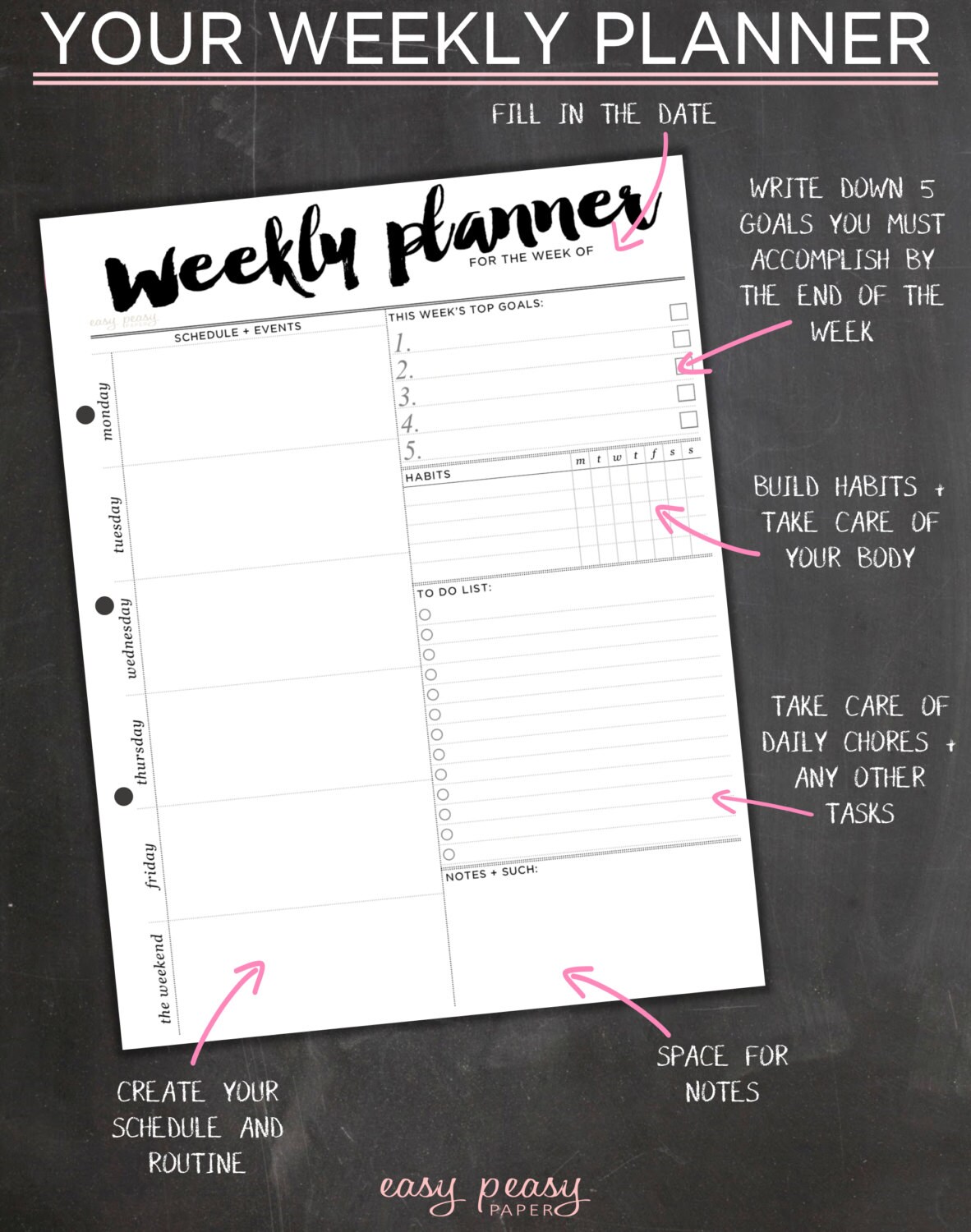 weekly planner printable planne pages weekly organizer a4 etsy