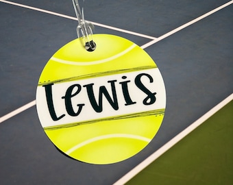 Tennis Player Bag Nametag | Personalized Sports Bag Tag | Custom Tennis Name Tag | Luggage Tag | Bookbag Nametag | Tournament Team Bag