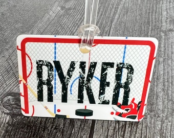 Hockey Bag Name Tag | Personalized Sports Bag Tag | Custom Hockey Name Tag | Ice Hockey Tag | Luggage Tag |  Hockey Tournament Gift
